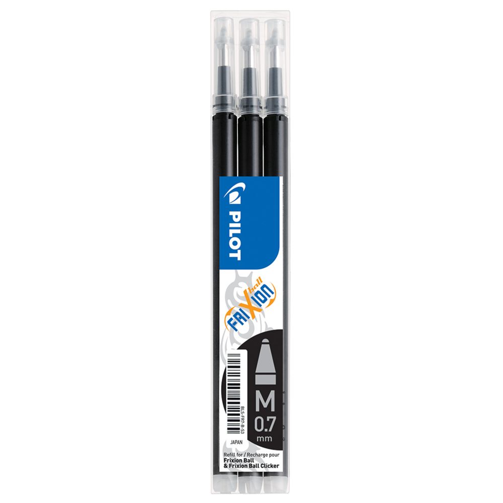 Pilot Frixion Ball Clicker südamik kustutatavale tindipliiatsile 0,7 must 3 tk