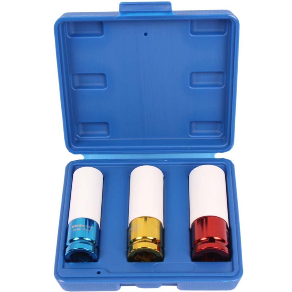 MTX Tools Basic aluminiumfälghylsa set 17, 19, 21 mm 1/2"