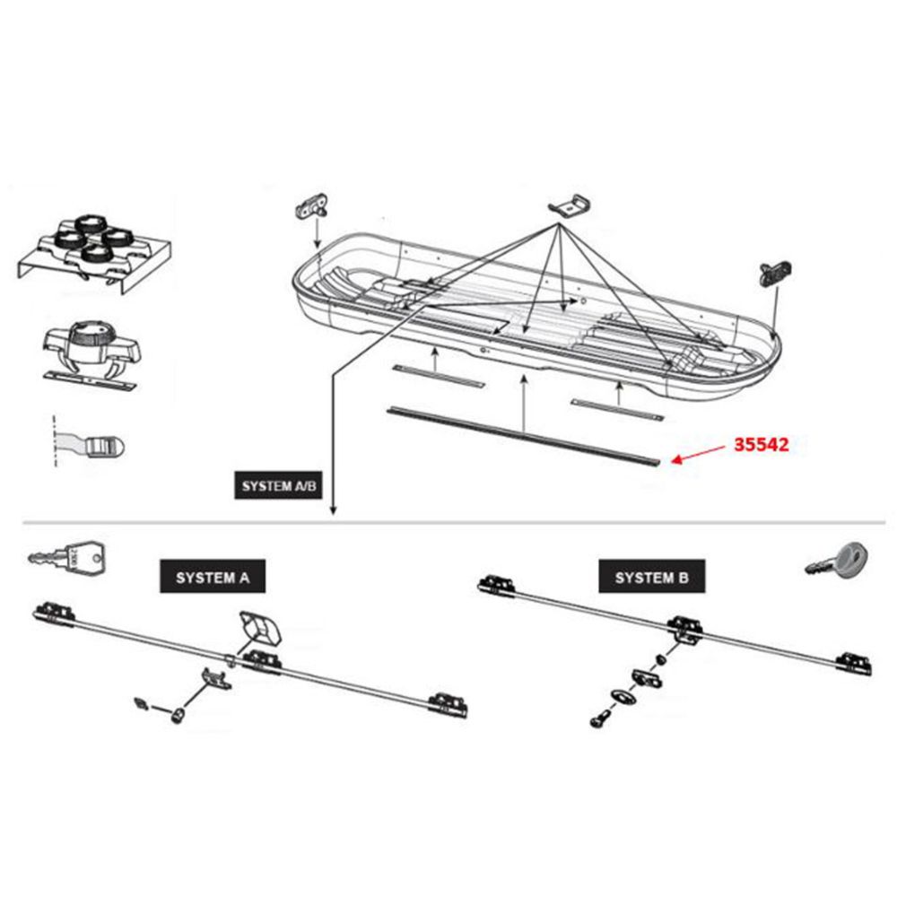 Hapro 35542 Pohjan tukirauta 2 kpl 1090 mm (sis. popniitit)