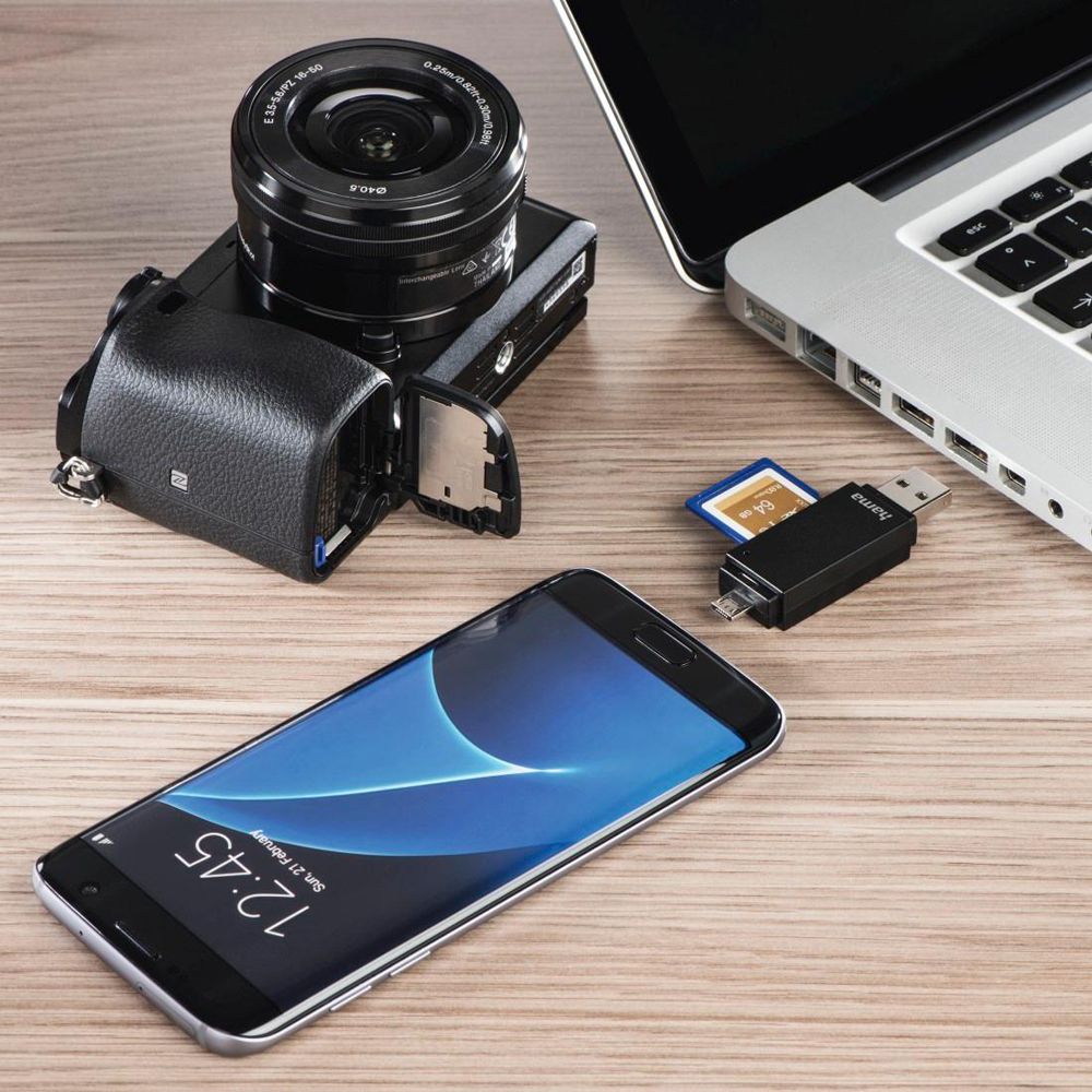 Hama Basic muistikortinlukija USB 2.0 OTG musta