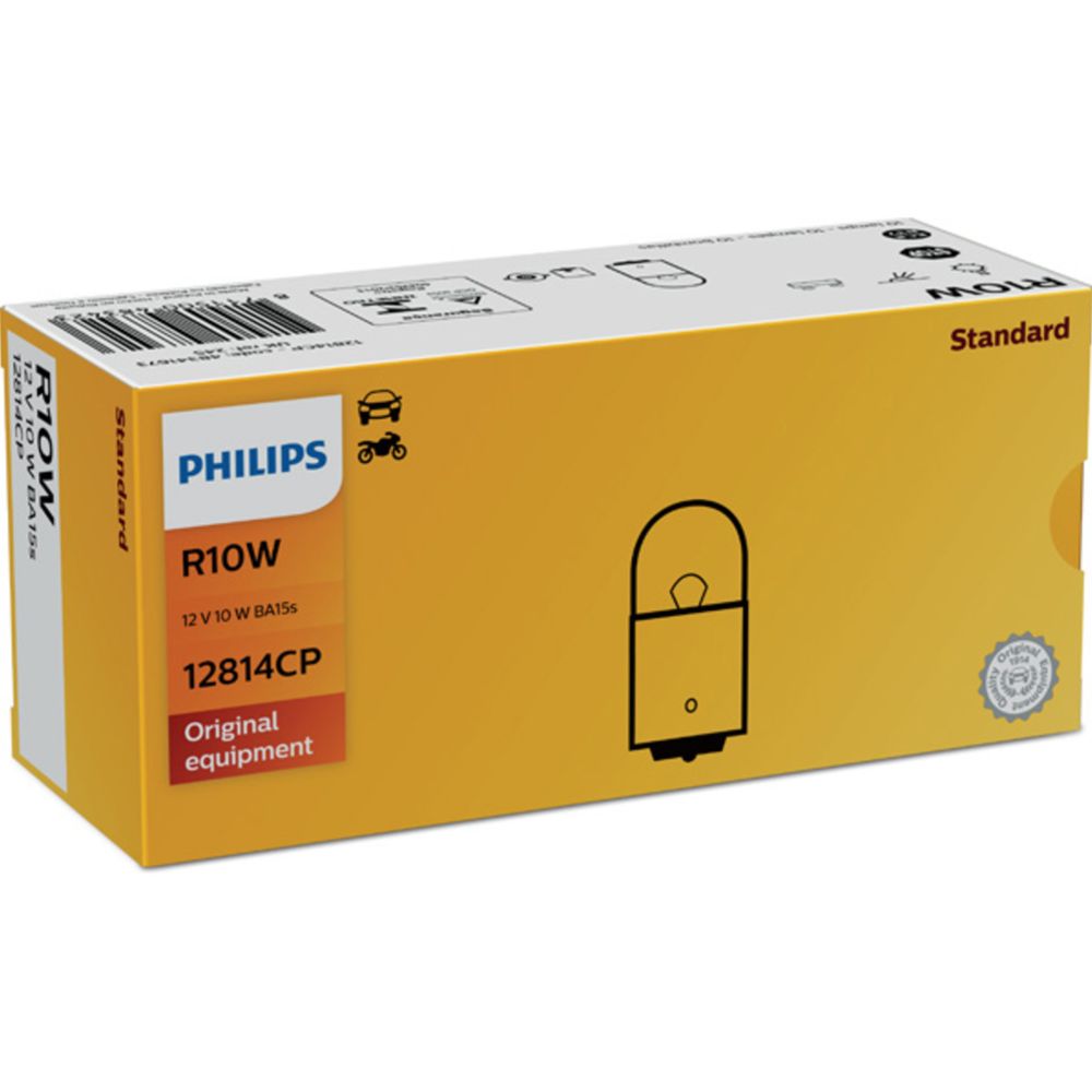 Philips BA15s metallsockellampa 12V 10W R10W 10 st.