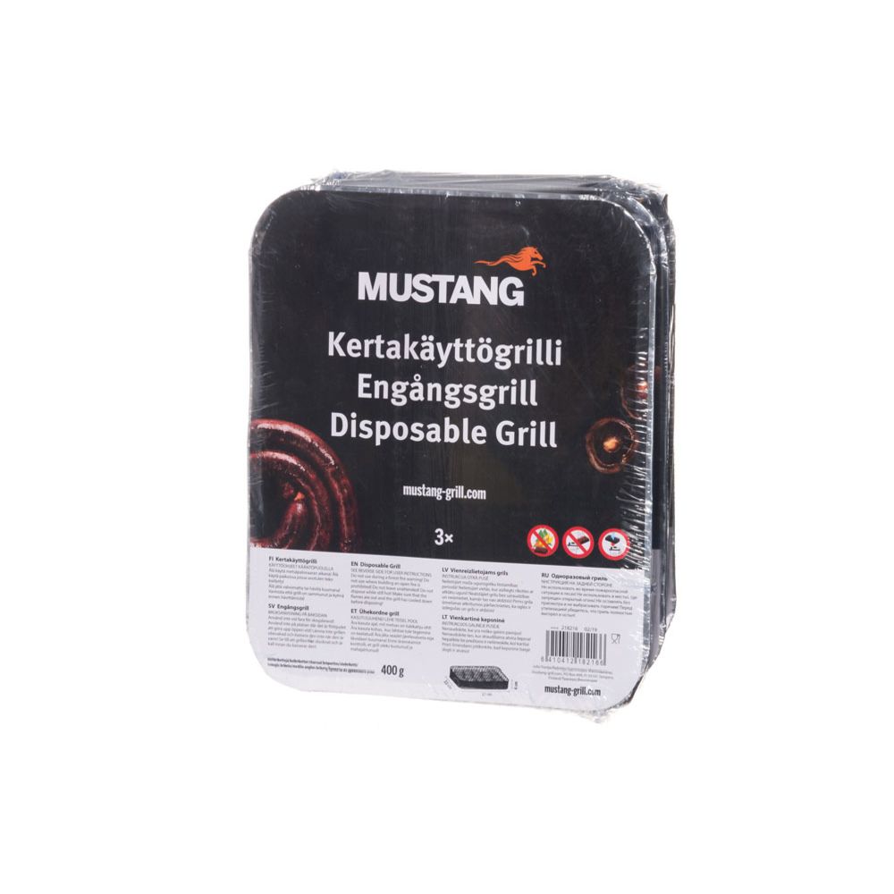 Mustang engångsgrill 3 st.
