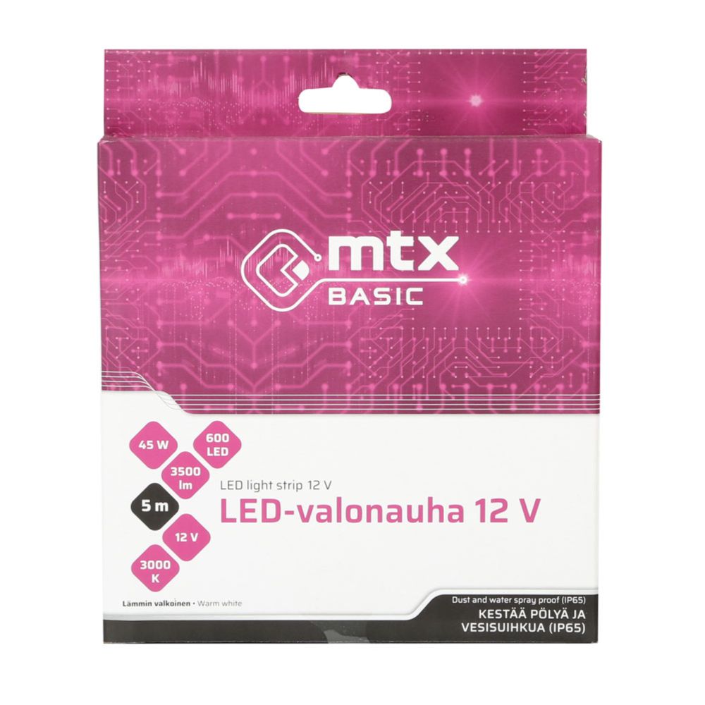 MTX Basic LED-valonauha 5 m 12 V 9W/m 3000K 700 lm/m IP65