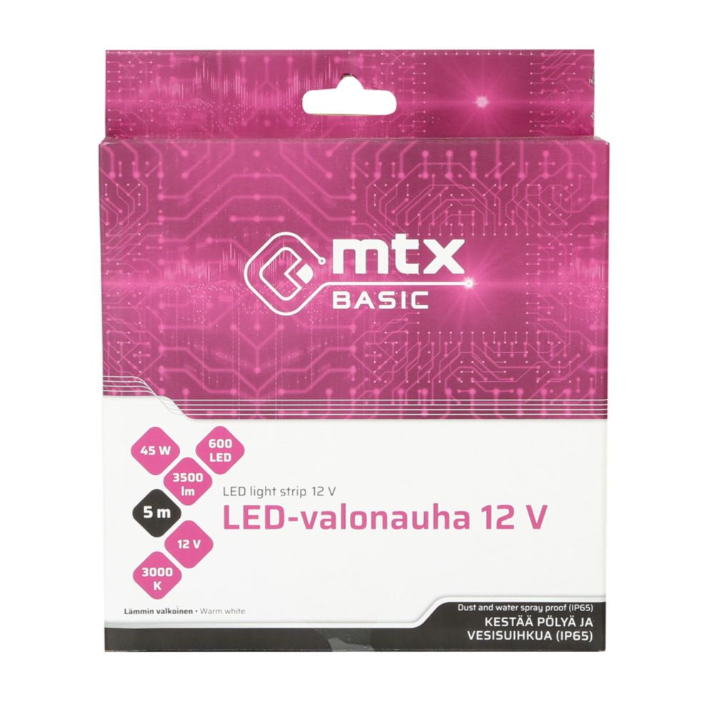 MTX Basic LED-valgusriba 5 m 12 V 9 W / m 3000 K 700 lm / m IP65