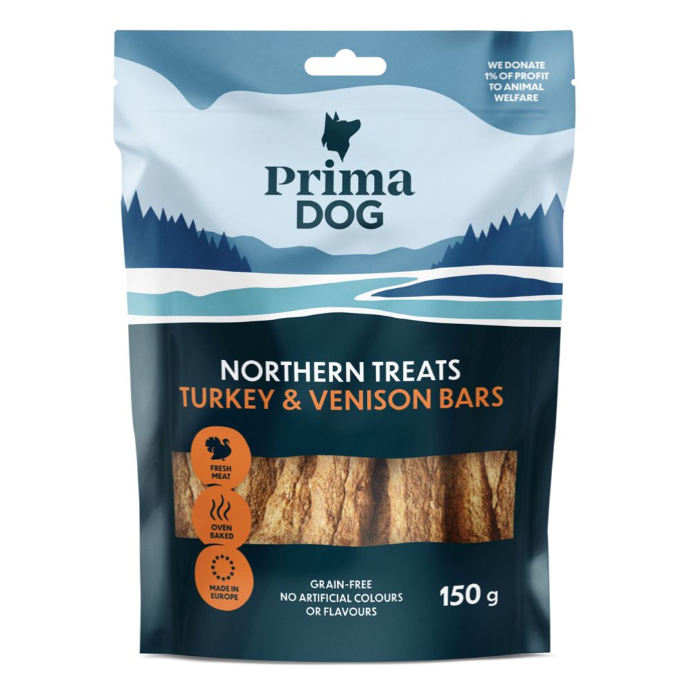 PrimaDog Northern Treats kalkuni-hirveiliha närimispulk, 150 g