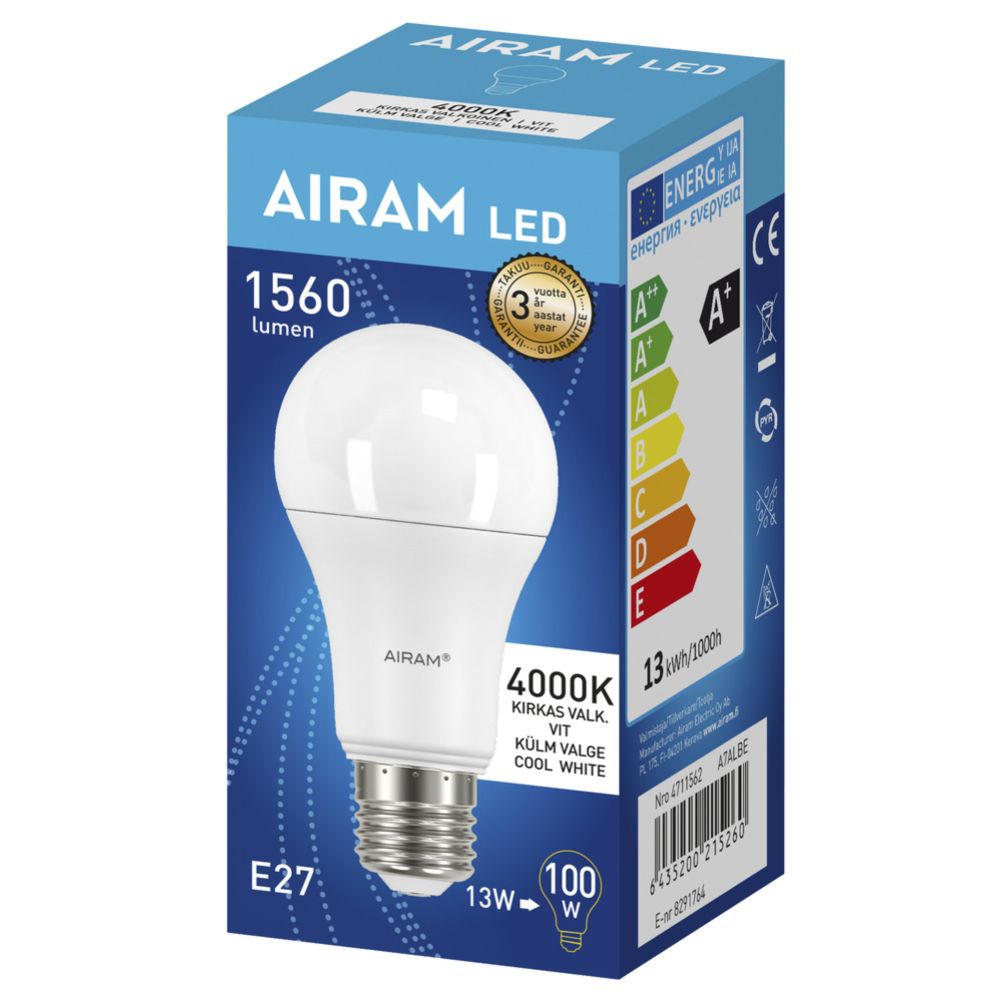 Airam LED pallolamppu E27 13,5 W 4000K 1560 lm