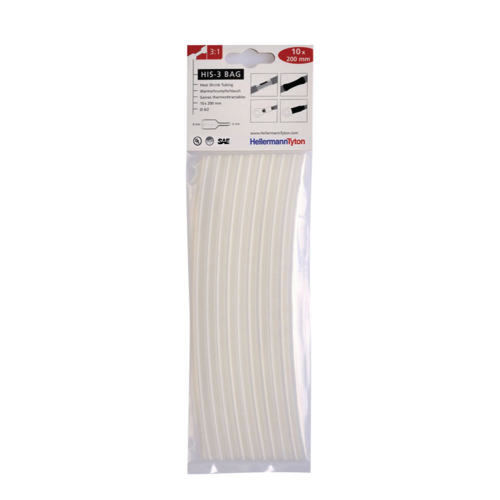 HellermannTyton krympslang 6/2 mm klar 3:1 10 x 200 mm