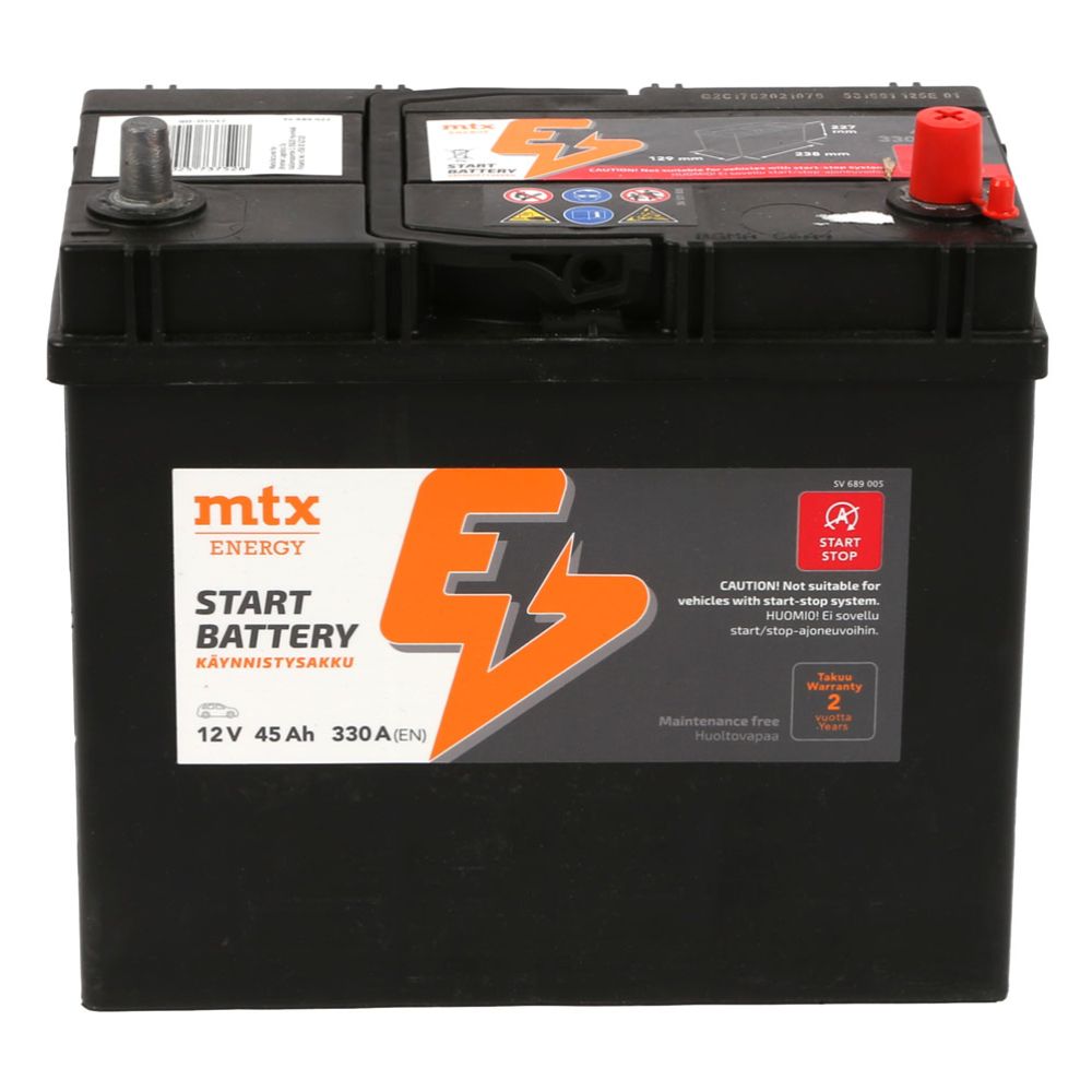 MTX Energy Käynnistysakku 45Ah/330A P238xL129xK227 -+