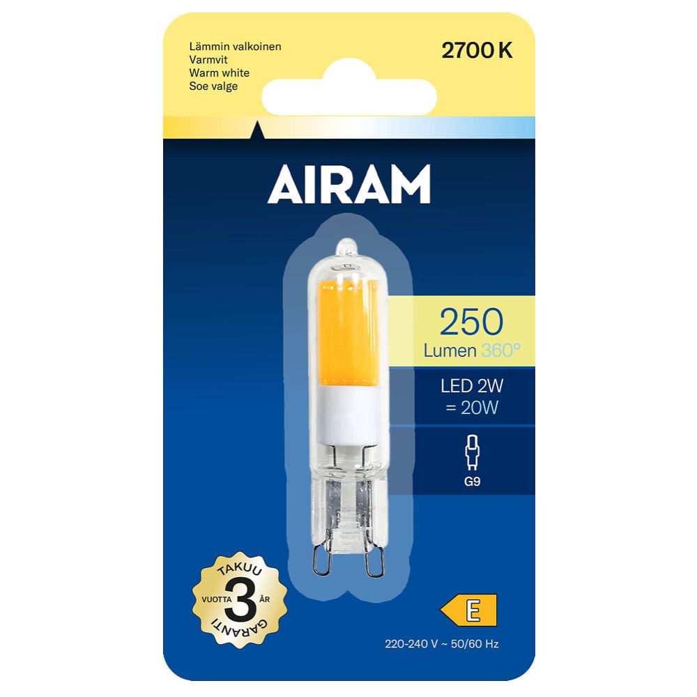 Airam LED-lamp, G9, 2 W, 2700 K, 250 lm