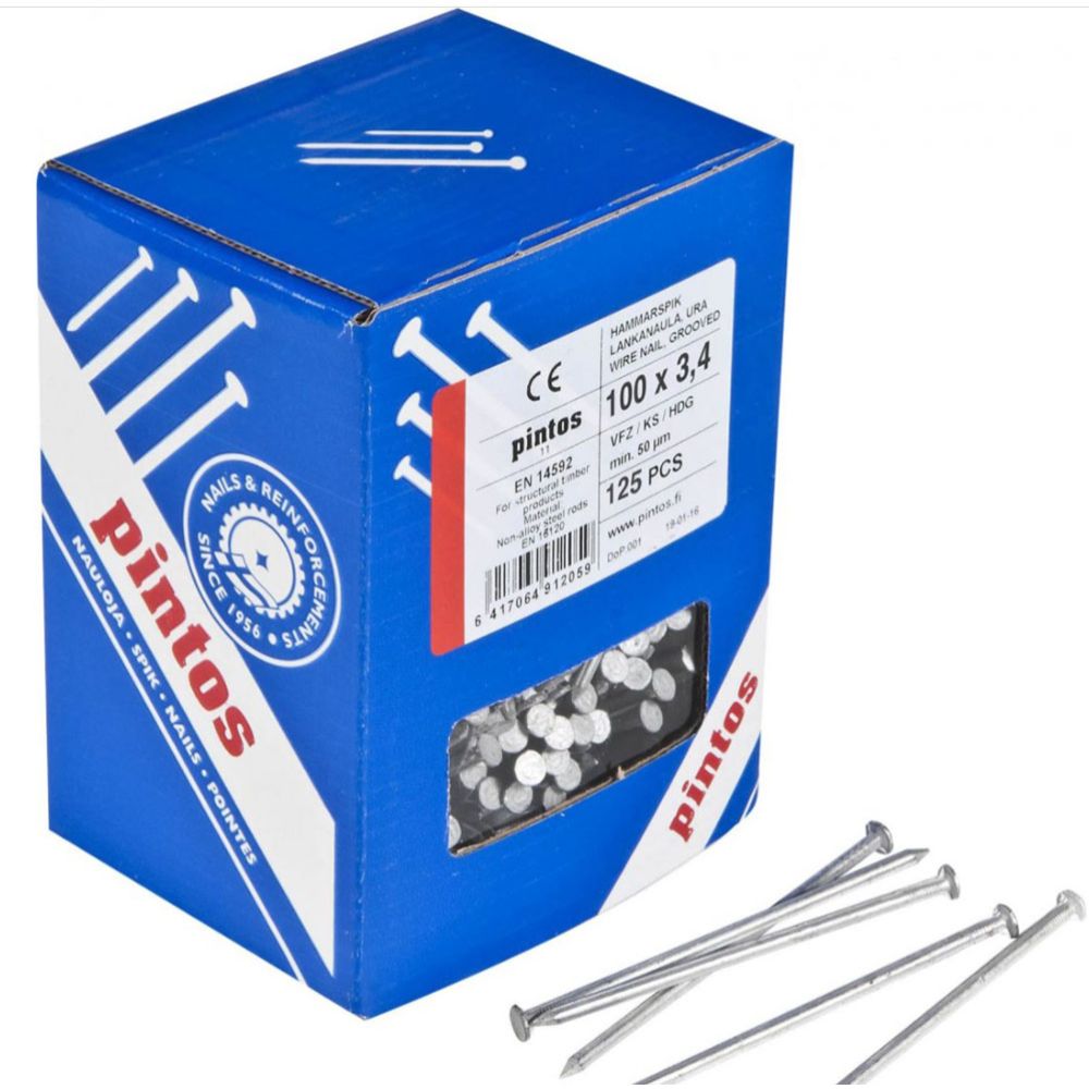 PINTOS kuumasinkitty lankanaula 3,4 x 100 mm, 125 kpl