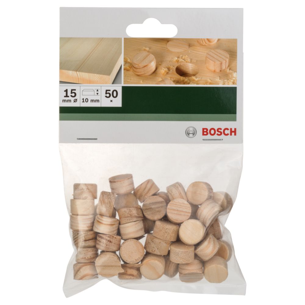 Bosch träplugg 15 mm 50 st.