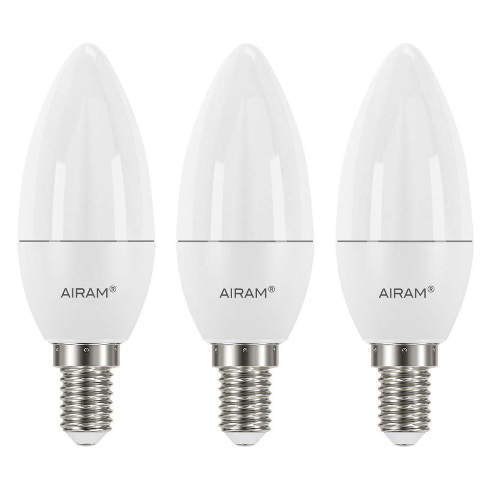 Airam LED-lühterlamp, E14, 4,9 W, 3000 K, 470 lm, 3 tk