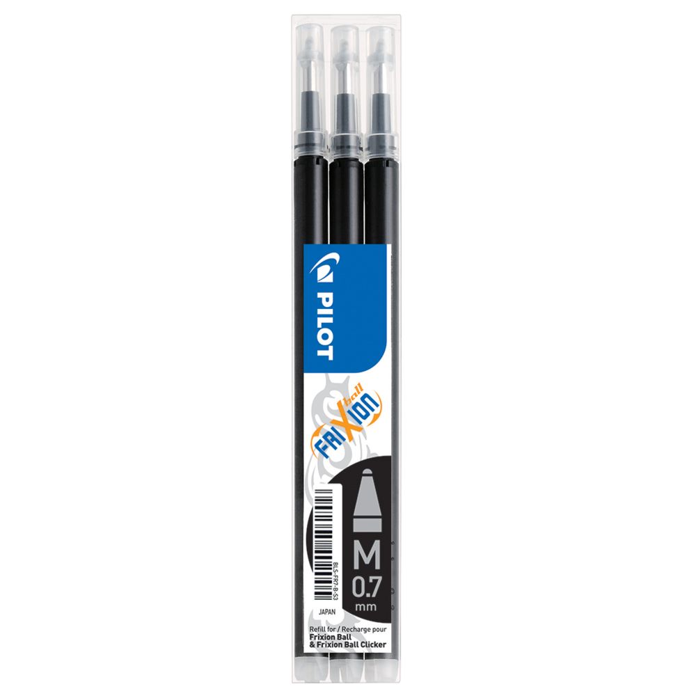 Pilot Frixion Ball Clicker südamik kustutatavale tindipliiatsile 0,7 must 3 tk