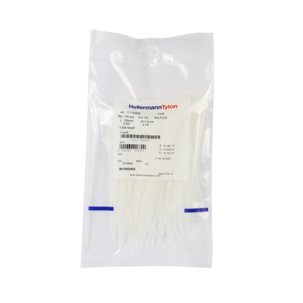 HellermannTyton buntband 150 x 3,5 mm vit 100 st.