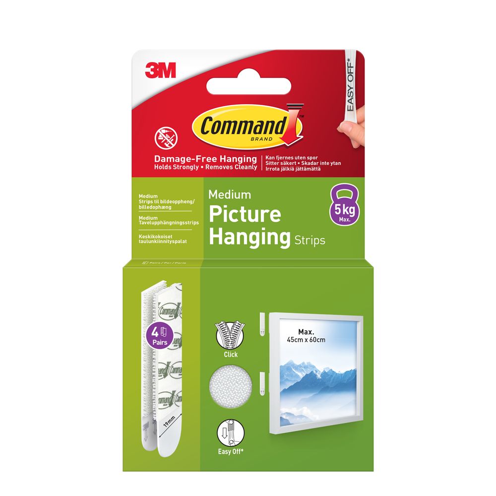 3M Command 17201 taulunkiinnityspalat 19 x 70 mm 4 kpl
