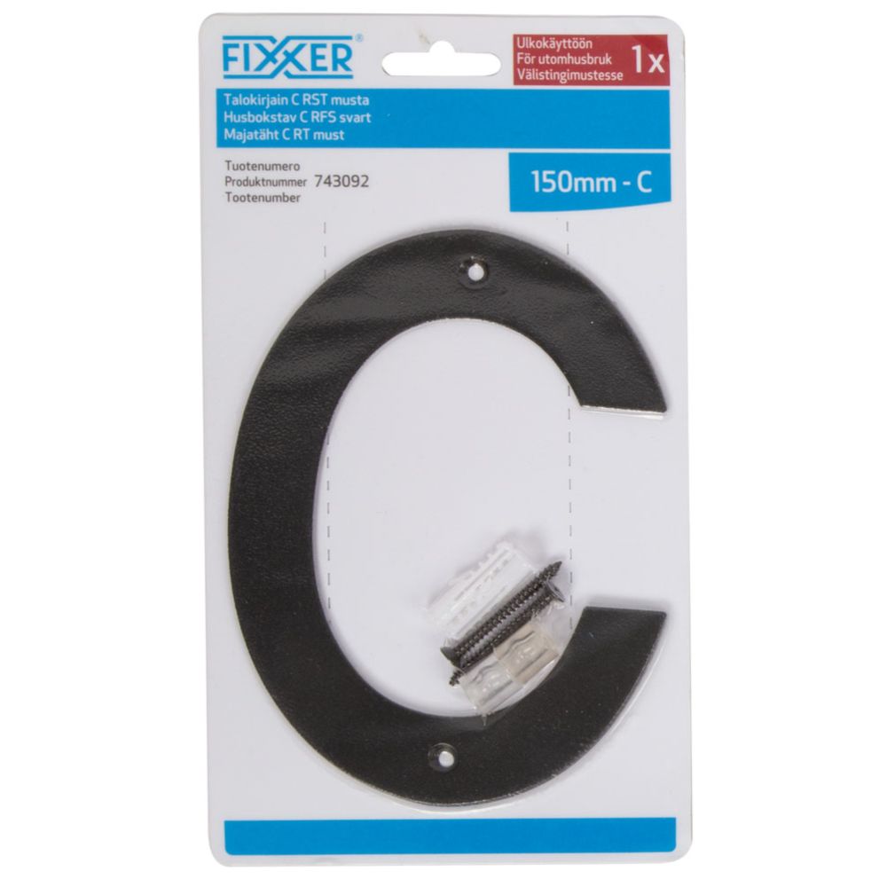 Fixxer® husnummer C svart 15 cm