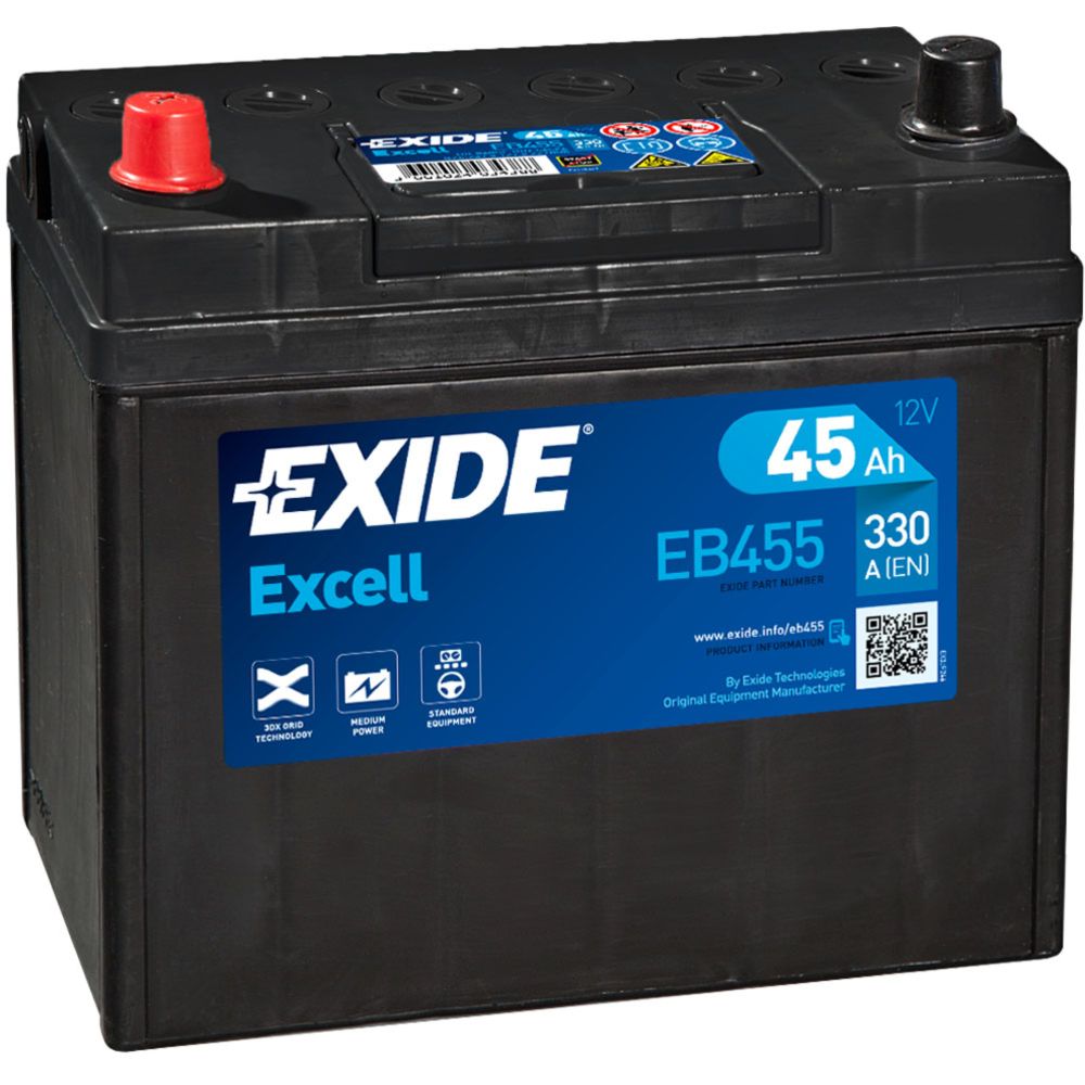 Exide EB455 45 Ah / 330 A akku P237 x L127 x K227 +-