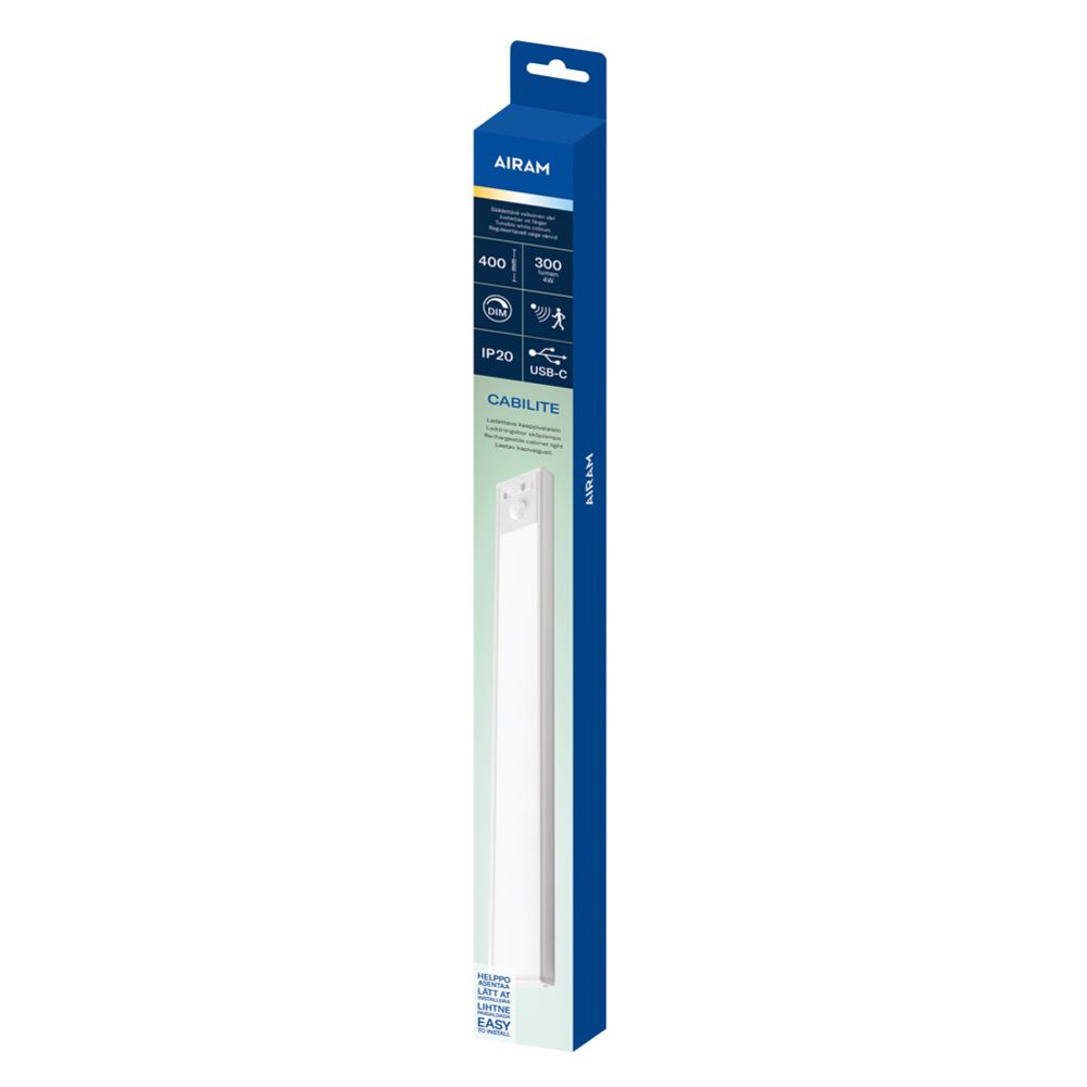 Airam CabiLite LED-skåpbelysning uppladdningsbar 40 cm 300 lm