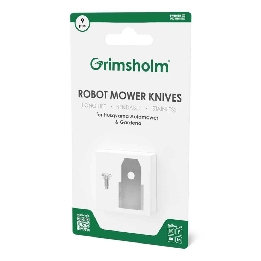 Grimsholm Green robottileikkurin terä Husqvarna/Gardena/McCulloch, 9 kpl