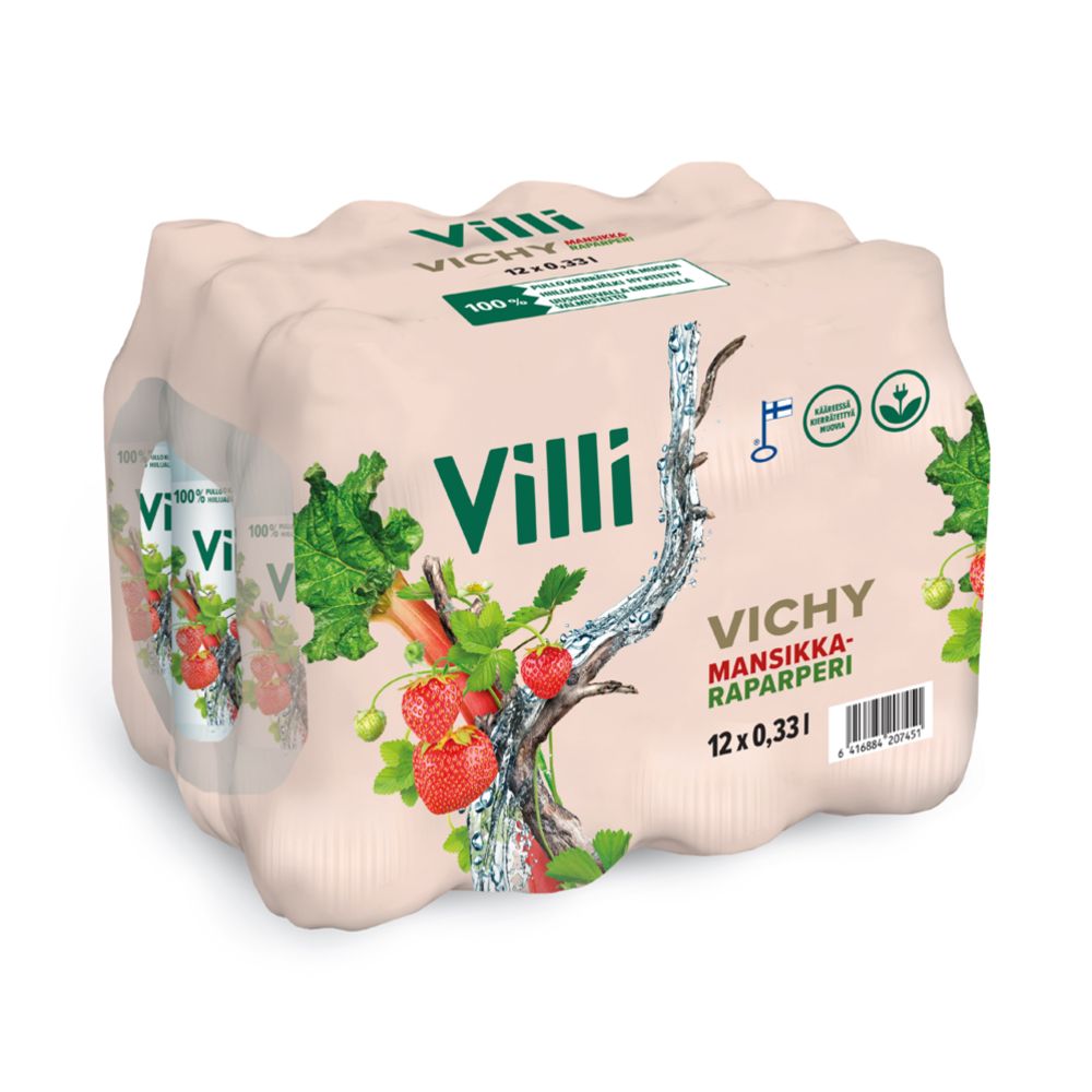 Villi Vichy mansikka-raparperi 0,33l 12-pack
