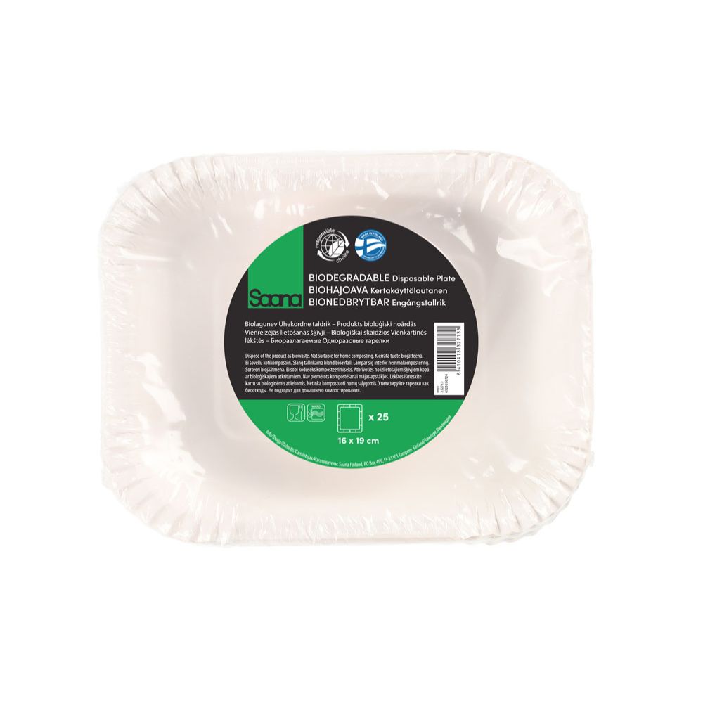 Saana papperstallrik grill bio 16 x 19 cm 25 st.