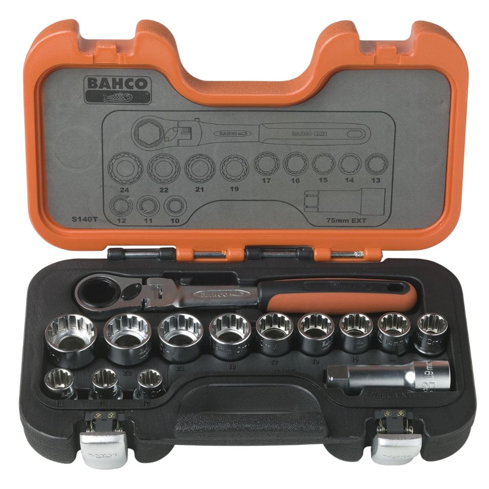 Bahco S140T hylssats "Pass-Through" 10-24 mm 14 delar
