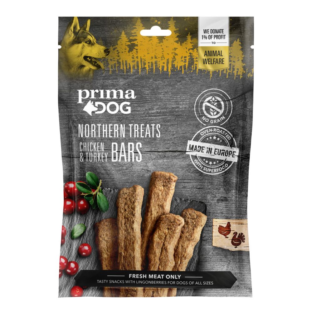 PrimaDog Northern Treats Bars kyckling & kalkon 80 g
