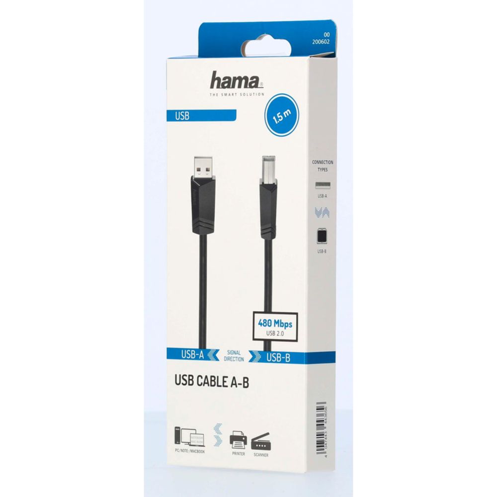 Hama USB-kaabel USB-A isane - USB-B isane USB 2.0 480 Mbit/s 1,5 m
