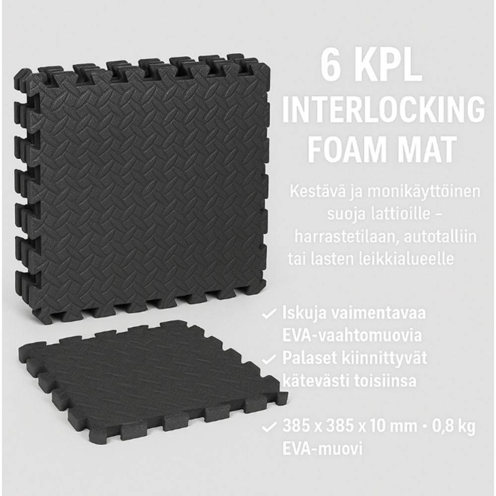 MagPro põrandakaitsematt 400 x 400 x 10 mm 6 tk Must