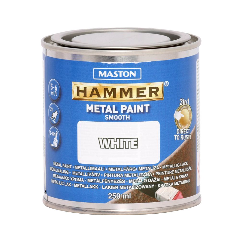 Hammer metallfärg slätlack vit 250 ml