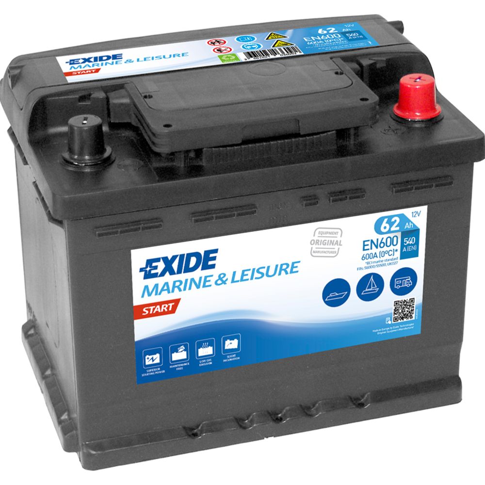 Exide Start EN600 aku 62 Ah / 540 A P245 x L175 x K190 -+