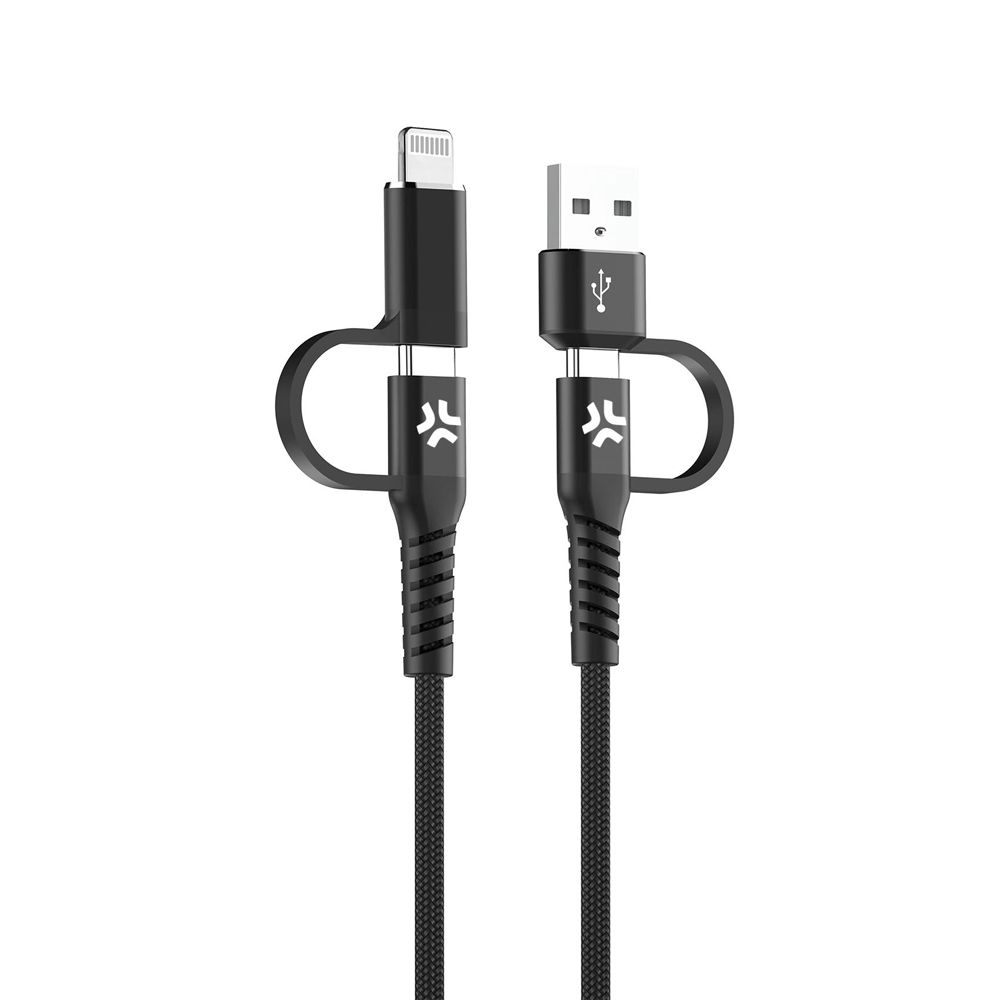 Celly 4 in 1 USB-C-kabel 2 m svart