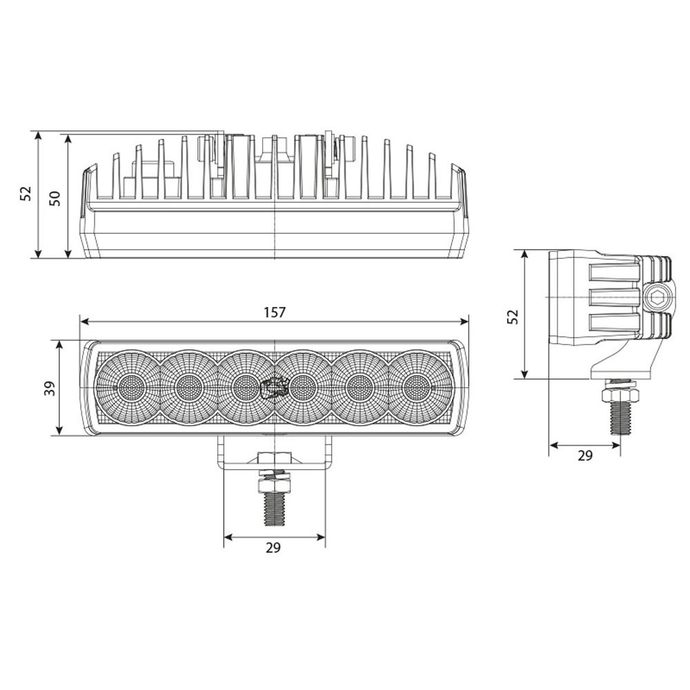 Bullpro Spectrum Slim 12 LED-työvalo 1430 lm 12 W suorakaide 9-32V R10/R23