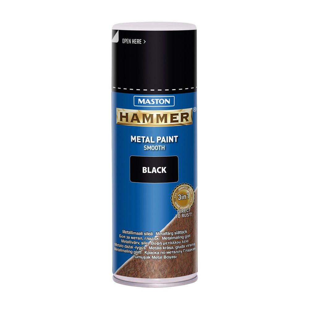 Maston Hammer aerosoolvärv, sile, must, 400 ml