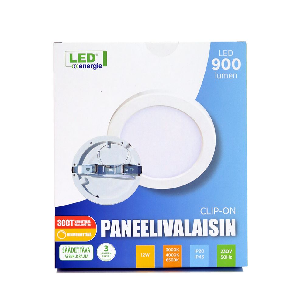 Led Energie CLIP-ON LED-panel 3CCT DIM 12 W 900 lm vit