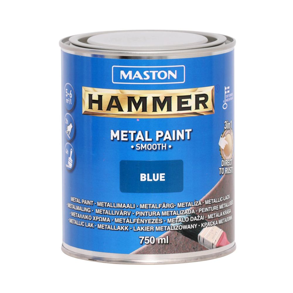 Hammer metallikaitsevärv, sile, sinine, 750 ml
