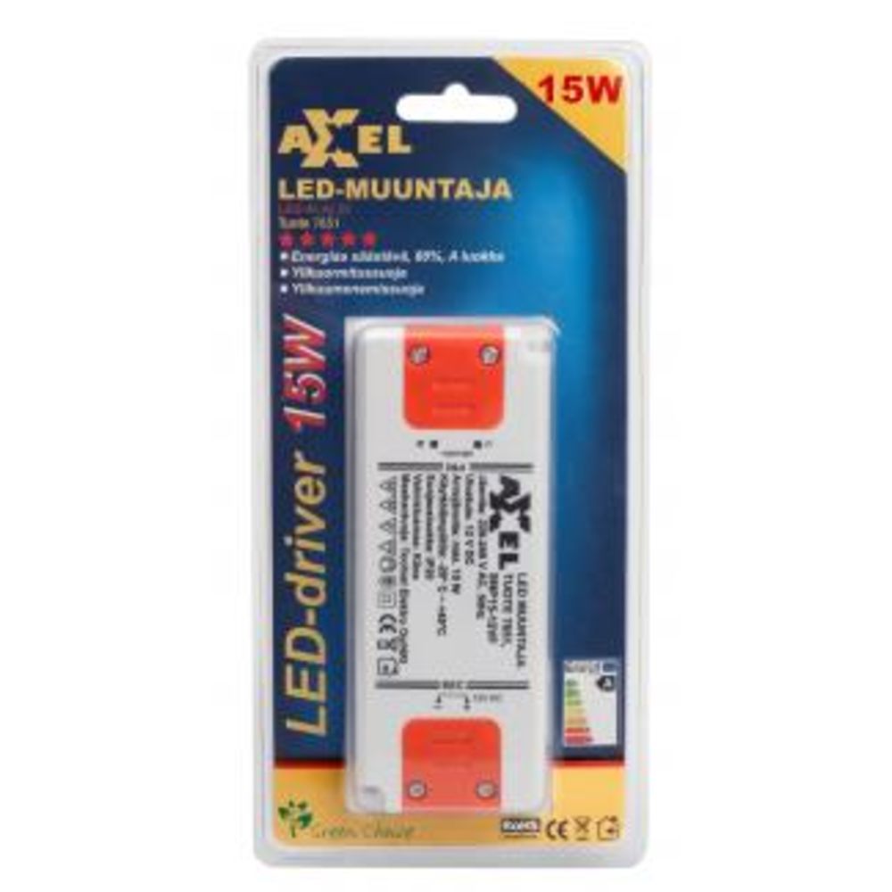 Axxel LED trafo 220-240 V 15 W 12 V DC IP20