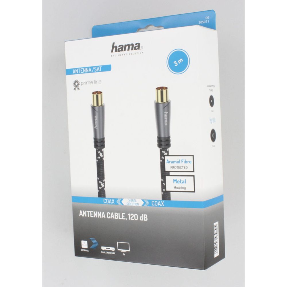 Hama Antennikaapeli, Coax uros - Coax naaras, 3,0 m, 120 dB, musta
