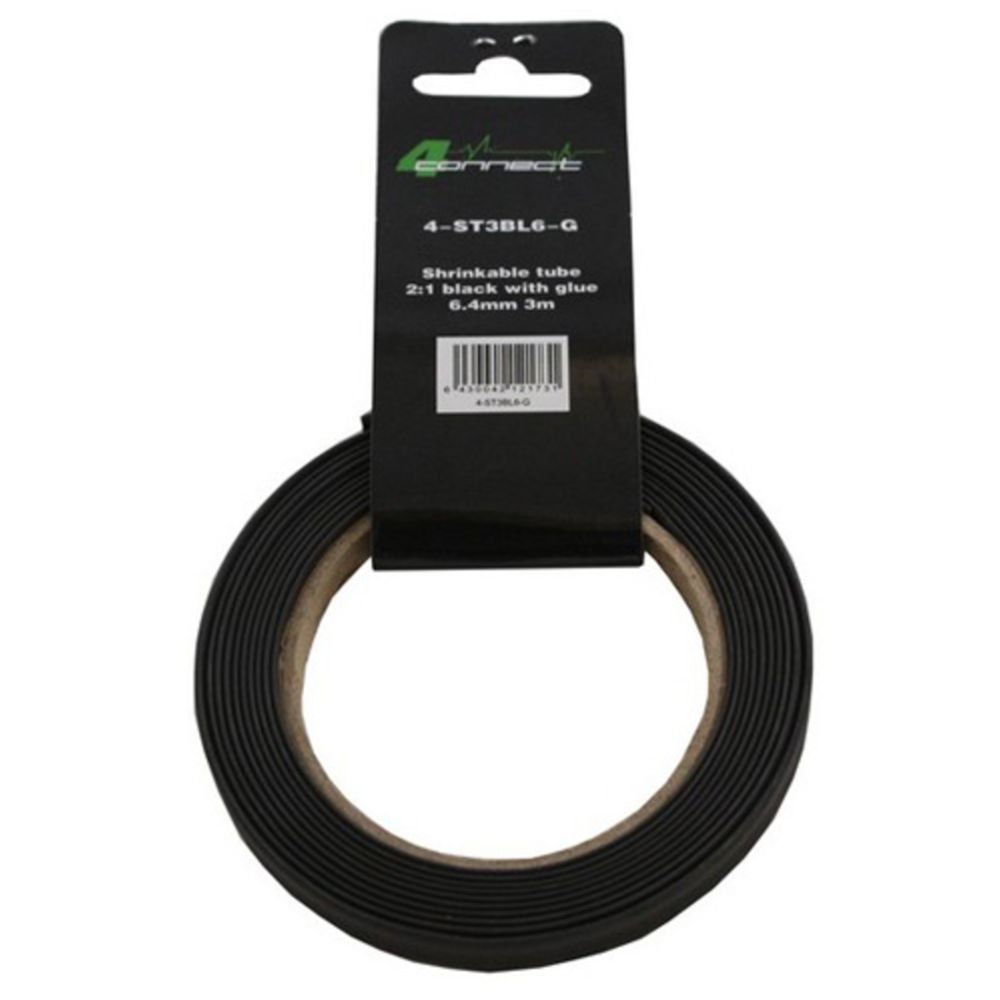 FOUR Connect krympslang, 2:1 svart med lim 6,4 mm 3 m