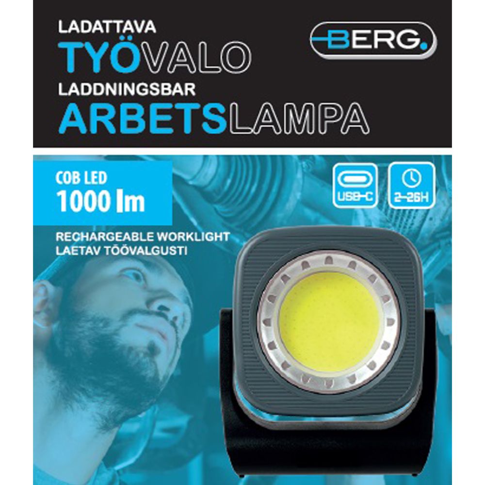 Berg LED-arbetslampa laddningsbar 1000 lm grå