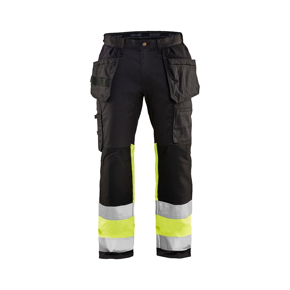 Blåkläder 1558 highvis riipputaskuhousut stretch huomio keltainen