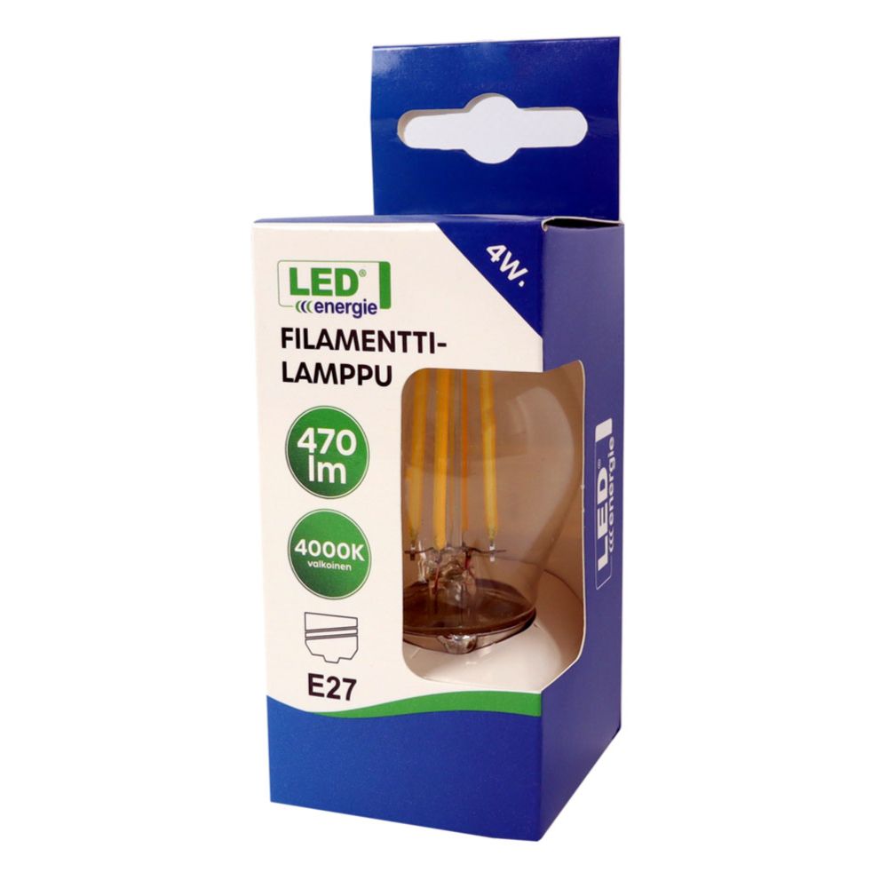 Led Energie hõõglamp, E27, 4 W, 470 lm, 4000 K, läbipaistev