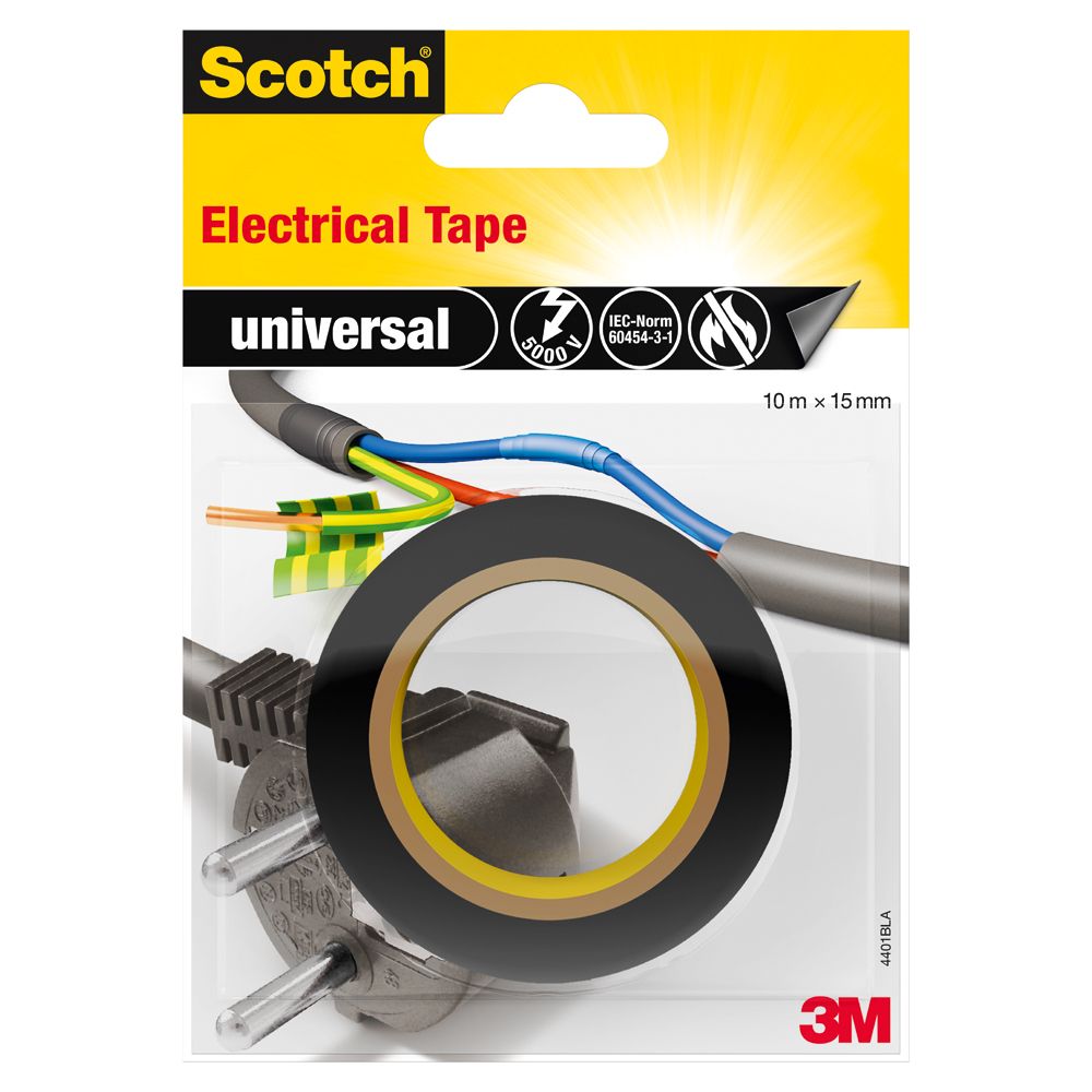 Scotch eltejp svart 10 m x 15 mm