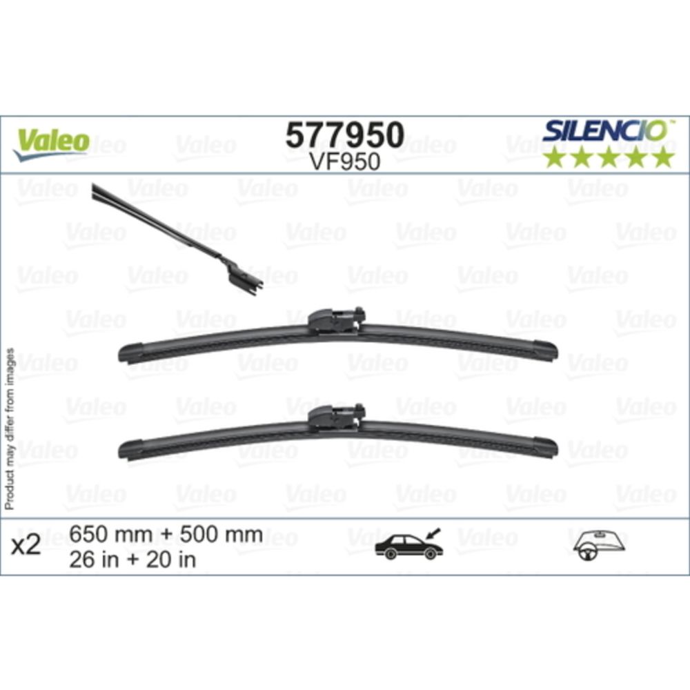 Valeo Silencio FB VF950 pyyhkijänsulkapari 65 + 50 cm