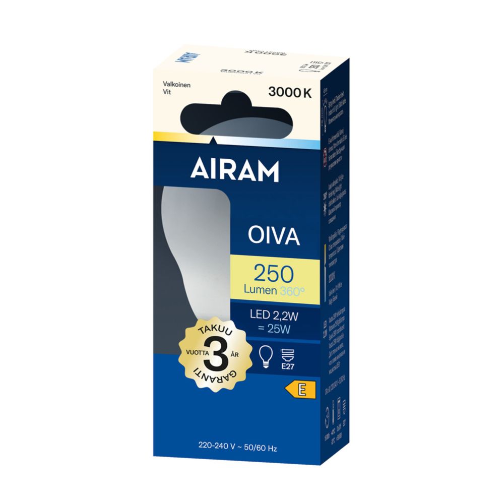 Airam Oiva LED-pienkupulamppu P45 E27 2,2 W 250lm 3000K