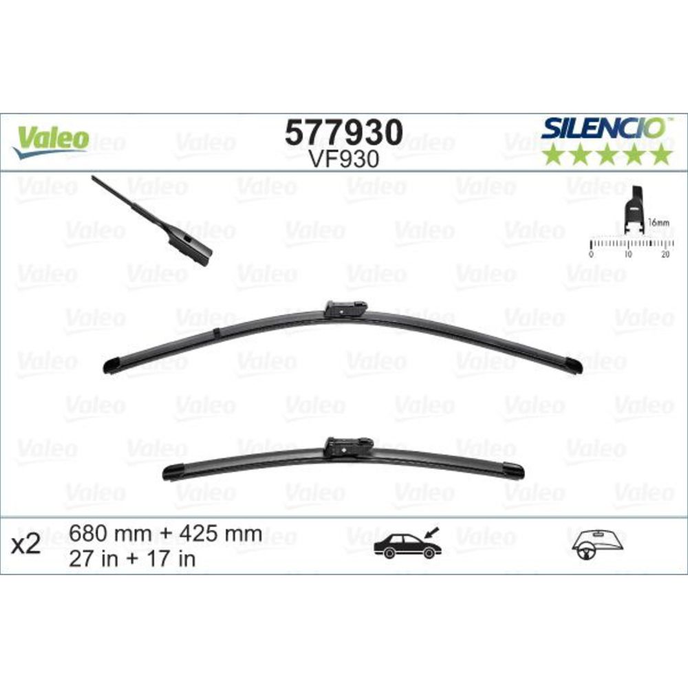 Valeo Silencio X-Trm VF930 pyyhkijänsulkapari 68 + 42,5 cm