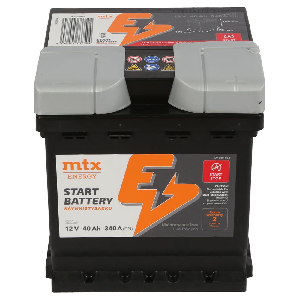MTX Energy käivitusaku, 40 Ah / 340 A, P 175 x L 175 x K 190, -+