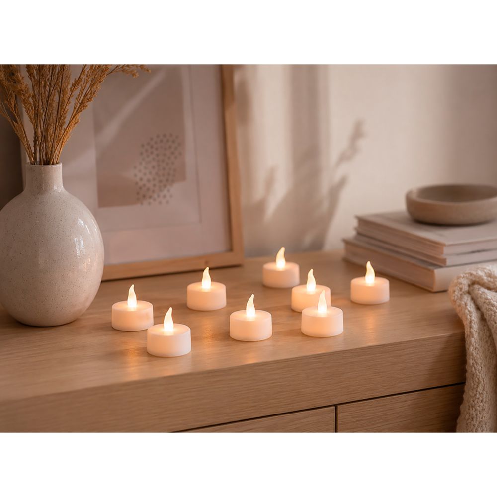 NordLight LED-teeküünalde komplekt koos kaugjuhtimispuldiga, 8 tk