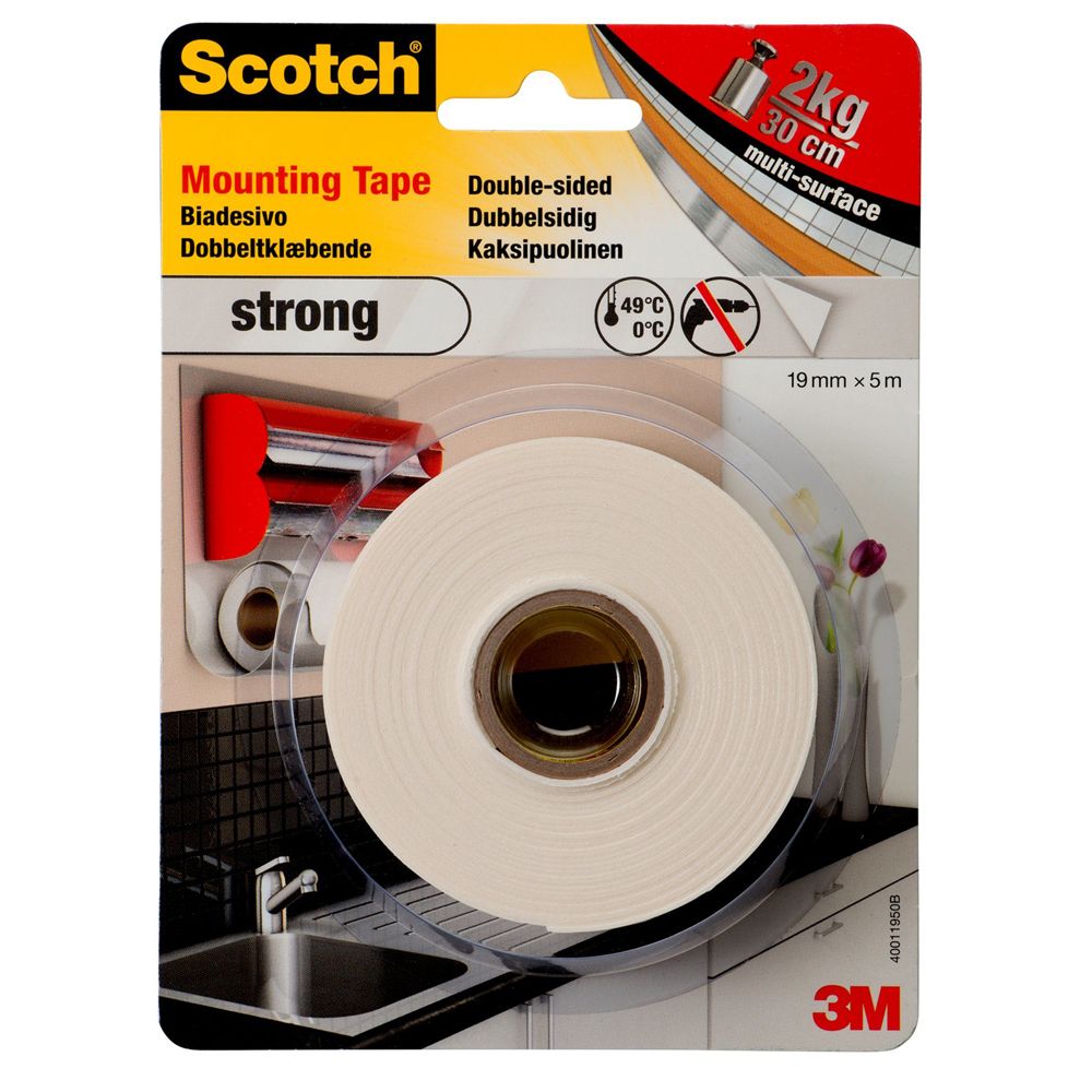 Scotch monteringstejp vit 19 mm x 5 m