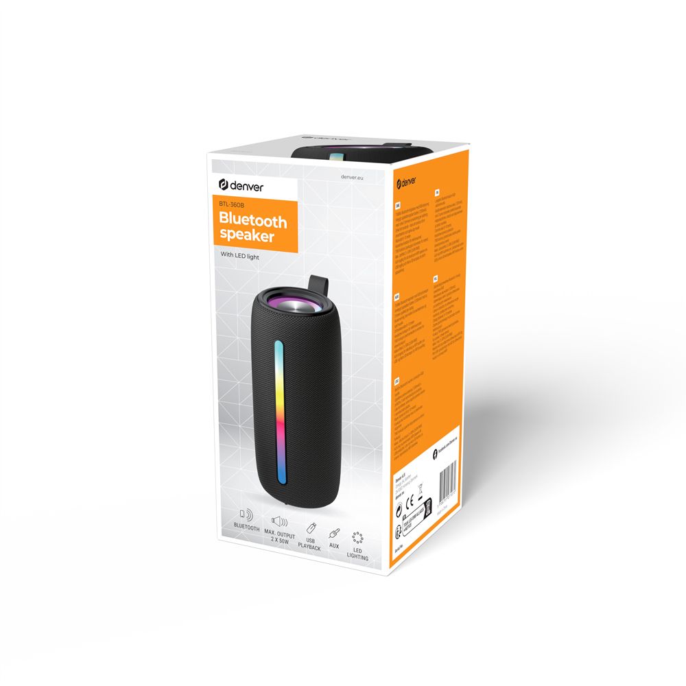 Denver BTL-360B Bluetooth-högtalare med LED-belysning